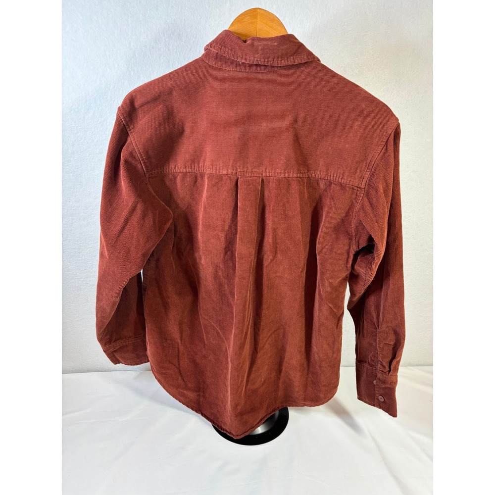 Abercrombie & Fitch Womens XS Oversized Corduroy Button Down Shirt Rust Brown - Picture 2 of 7